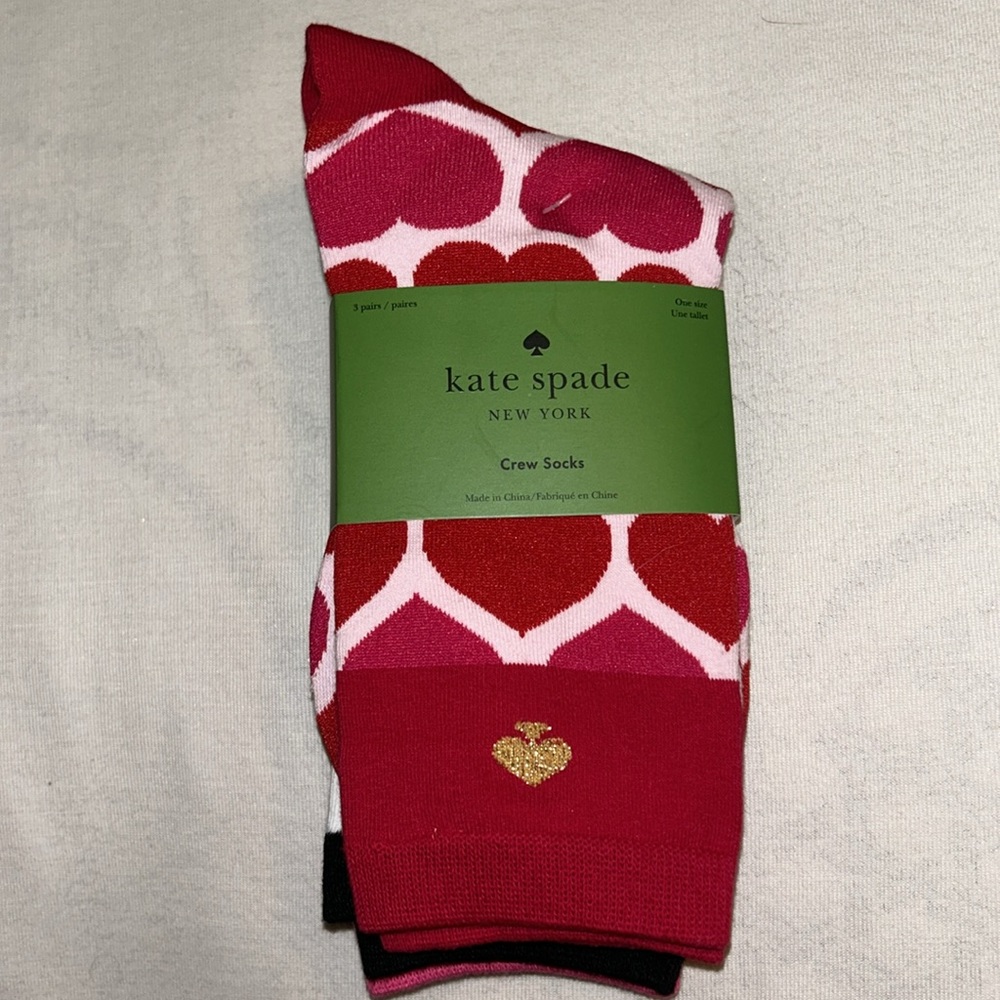 Kate Spade Valentines Day Crew Socks - 3 Pack - Picture 3 of 3